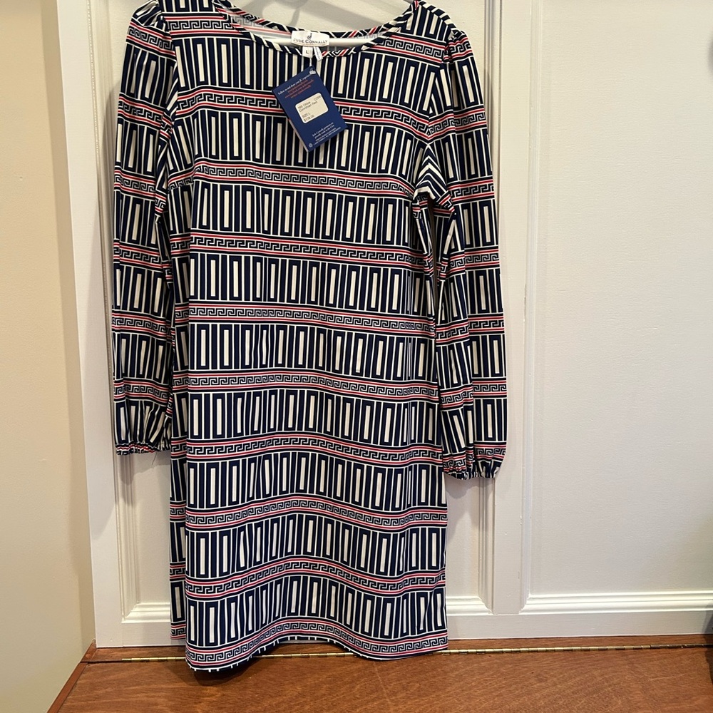 Jude Connally Geometric Long Sleeve Dress - Black, White, Red